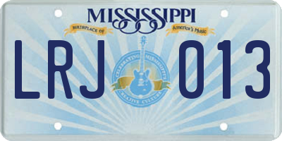 MS license plate LRJ013