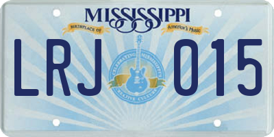 MS license plate LRJ015