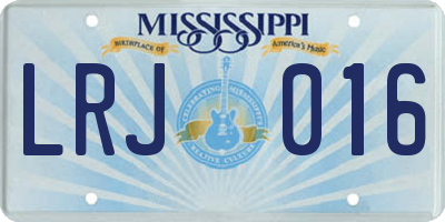 MS license plate LRJ016