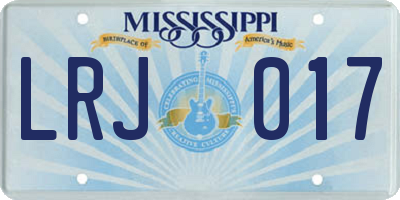 MS license plate LRJ017