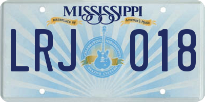 MS license plate LRJ018