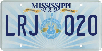 MS license plate LRJ020