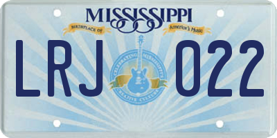 MS license plate LRJ022