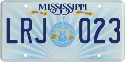 MS license plate LRJ023