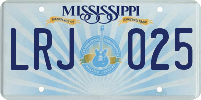 MS license plate LRJ025