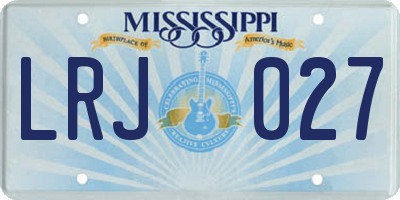 MS license plate LRJ027