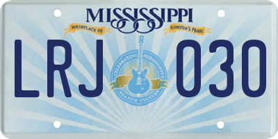 MS license plate LRJ030