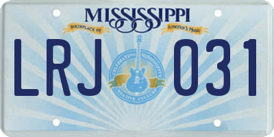 MS license plate LRJ031