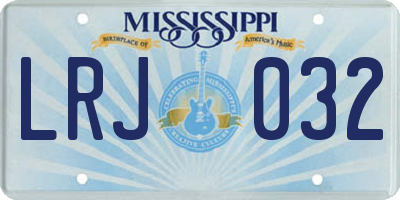 MS license plate LRJ032