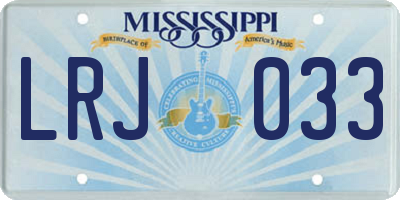 MS license plate LRJ033