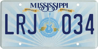 MS license plate LRJ034