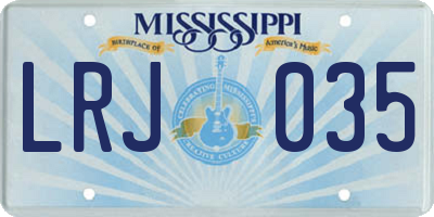 MS license plate LRJ035