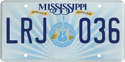 MS license plate LRJ036