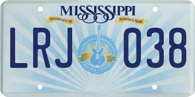 MS license plate LRJ038