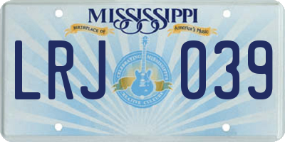 MS license plate LRJ039