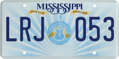 MS license plate LRJ053