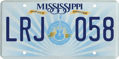 MS license plate LRJ058
