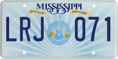 MS license plate LRJ071