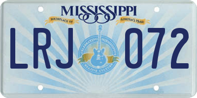 MS license plate LRJ072