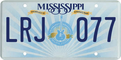 MS license plate LRJ077
