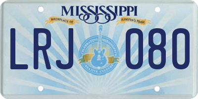MS license plate LRJ080
