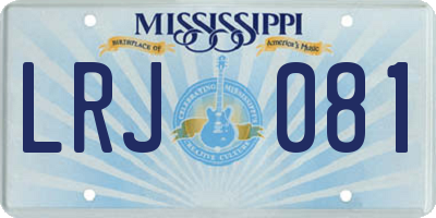 MS license plate LRJ081