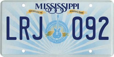 MS license plate LRJ092