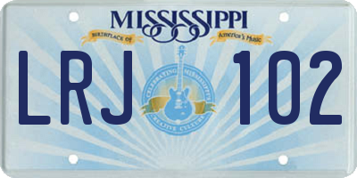 MS license plate LRJ102