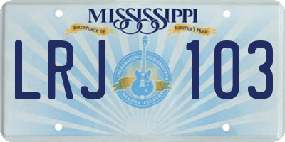 MS license plate LRJ103