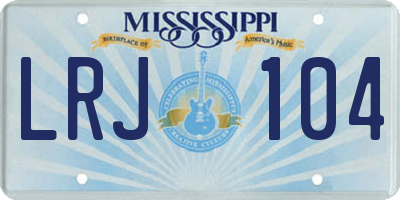 MS license plate LRJ104