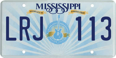 MS license plate LRJ113