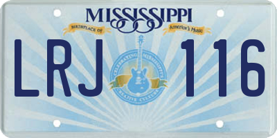 MS license plate LRJ116