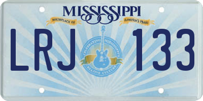 MS license plate LRJ133