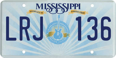 MS license plate LRJ136