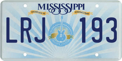 MS license plate LRJ193