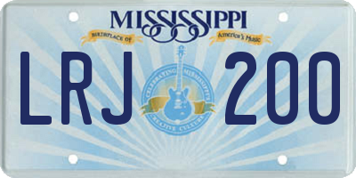 MS license plate LRJ200
