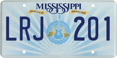 MS license plate LRJ201