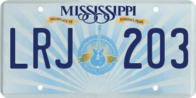 MS license plate LRJ203