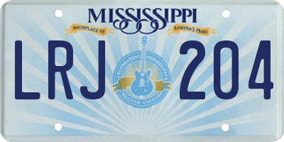 MS license plate LRJ204
