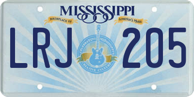 MS license plate LRJ205