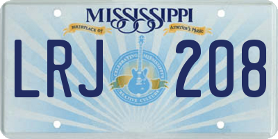 MS license plate LRJ208