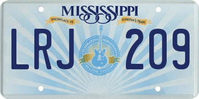 MS license plate LRJ209
