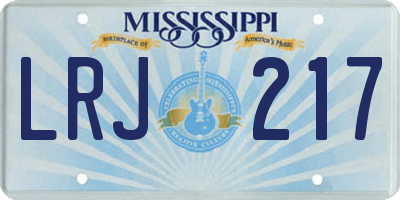 MS license plate LRJ217