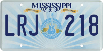 MS license plate LRJ218