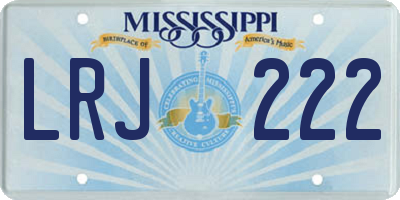 MS license plate LRJ222