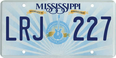 MS license plate LRJ227