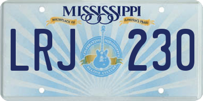 MS license plate LRJ230