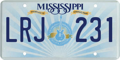 MS license plate LRJ231