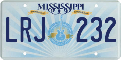MS license plate LRJ232