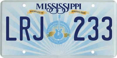 MS license plate LRJ233